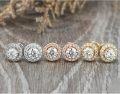 wholesale Rose Gold Plated 925 Sterling Silver Round Cut Moissanite Halo Stud Earrings-0-3