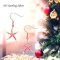 wholesale 925 Sterling Silver Pink Opal Starfish Dangle Earrings - Nautical Hawaiian Ocean Jewellery for Women-0-5