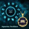 wholesale 14k Gold Plated Blue Sandstone Zodiac Necklace 12 Constellation Pendant for Women-0-51