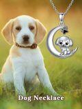 wholesale 925 Sterling Silver Crescent Moon & Puppy Pendant Necklace for Women Girls Gifts-0-3