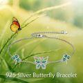 wholesale 925 Sterling Silver Shamrock & Butterfly Charm Bracelet for Women Girls Irish Lucky Clover Green Crystal  4 Adjustable Chain Length-0-5