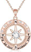 wholesale 925 Sterling Silver Rose Gold Sterling Silver Moissanite Diamond Compass Necklace for Women-0-0