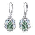 wholesale 925 Sterling Silver Frog Earrings Wholesale With Green Stones-0-0