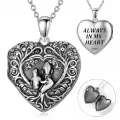 TOUPOP Sterling Silver Mother Locket Holds 2 Photos Tree Of Life Heart Jewelry-0-0