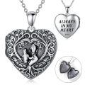 TOUPOP Sterling Silver Mother Locket Holds 2 Photos Tree Of Life Heart Jewelry-0-0