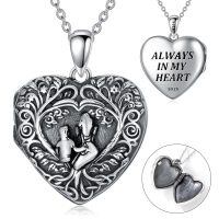 TOUPOP Sterling Silver Mother Locket Holds 2 Photos Tree Of Life Heart Jewelry-undefined