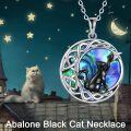 wholesale 925 Sterling Silver Abalone Shell Celtic Moon Black Cat Tree of Life Pendant Necklace for Women-0-1