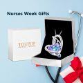 wholesale TOUPOP Sterling Silver Nursing Necklace With Purple Heart Crystal, Nurse Themed Jewelry Nurses Week Graduation Gift For Nurses Doctor Medical Student Assistant Practitioner -0-6
