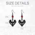 wholesale 925 Sterling Silver Gun Black Phoenix Red Rose Enamel Drop Earrings-0-4