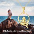 wholesale 14K Gold Ocean Stone Mermaid Pendant Necklace for Women-0-4