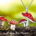 wholesale 925 Sterling Silver Red Enamel Mushroom Snail Pendant Necklace for Women-0-1