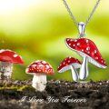 wholesale 925 Sterling Silver Mushroom Pendant Necklace Wholesale Red And White Spotted Design-0-1