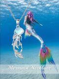 wholesale 925 Sterling Silver Mermaid Moonstone Pendant Necklace Sea Life s for Women and Girls-0-5