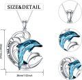 wholesale 925 Sterling Silver Blue Crystal Dolphins Pendant Necklace Gifts for Women Girls Mom Girlfriend-0-1