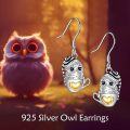 wholesale 925 Sterling Silver Owl in Cup with Heart Pendant Hypoallergenic Dangle Drop Earrings  for Women-0-2