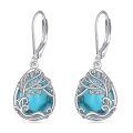 wholesale 925 Sterling Silver Tree Of Life Drop Earrings Wholesale With Green Stone-0-24