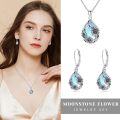 wholesale 925 Sterling Silver Blue Sunflower Moonstone Teardrop Pendant Necklace for Women and Girls-0-2