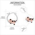 wholesale 925 Sterling Silver Cartoon Cow Hoop Earrings - Adorable Farm Animals  for Girls and Women-0-3