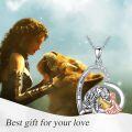 wholesale 925 Sterling Silver Heart Pendant Necklace with Girl and Tiger Design - I Love You Message Engraved on Chain Perfect Memorial  for Women & Girls-0-2