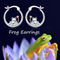 wholesale 925 Sterling Silver Frog with Tulip Flower Charm Hoop Earrings Gift for Women Girls-0-2