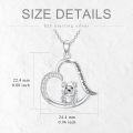 wholesale 925 Sterling Silver Sloth Heart Pendant Necklace with Cubic Zirconia for Women-0-2