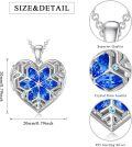 wholesale 925 Sterling Silver Blue Crystal Flower Heart Locket Necklace for Women and Girls-0-4