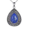 wholesale 925 Sterling Silver Platinum Plated Celtic Trinity Knot Rainbow Moonstone Teardrop Pendant Necklace-0-5