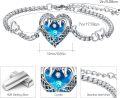 wholesale 925 Sterling Silver Heart-Shaped Blue Crystal Love Knot Adjustable Bracelet for Women-0-4