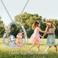 wholesale 925 Sterling Silver Dinosaur Heart Charm Friendship Necklace for Women and Girls-0-4