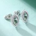 wholesale 925 Sterling Silver Natural Moss Agate Marquise Cut Halo Stud Earrings-0-1