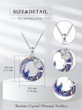 wholesale 925 Sterling Silver Round Mermaid Necklace with Purple Crystal & Ocean Waves 45cm Chain - For Women/Girls-0-5