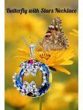 TOUPOP Sterling Silver Blue Crystal Butterfly Stars Pendant Necklace For Women-0-1