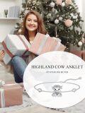 wholesale 925 Sterling Silver Celtic Highland Cow Charm Anklet/Anklet for Women - Adorable Animal -0-6