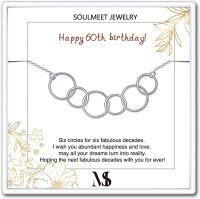 wholesale 925 Sterling Silver Circle Necklace Gift Set for Her - Six Circles Jewelry Anniversary Present Idea (60th)-60th