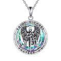 wholesale 925 Sterling Silver Oxidized Saint Michael Archangel Crystal Pendant Necklace-0-0