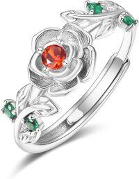 wholesale Sterling Silver Rose Gold Adjustable Rose Ring for Women-Silver-01-Jan