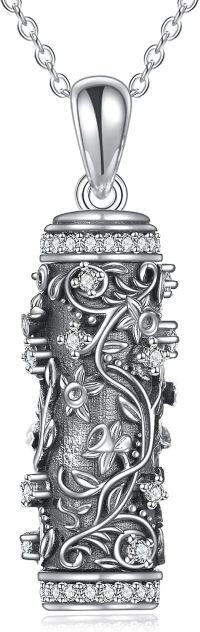 wholesale S925 Sterling Silver Zircon Daffodil Urn Necklace for Ashes, March Birth Flower Memorial Pendant, 18 Chain, Cremation Jewelry Gift-03-Daffodil