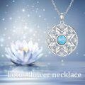 wholesale 925 Sterling Silver Larimar Lotus Eye Pendant Necklaces with Cubic Zirconia and 18+2 Chain - Spiritual Protection s for Her Him-0-3