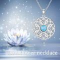 wholesale 925 Sterling Silver Larimar Sunflower Pendant Necklace For Women Zircon White Gold Plated-0-3