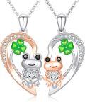 wholesale 925 Sterling Silver Frog Heart Clover Family Necklaces for Mom and Daughter Gifts-0-0
