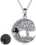 wholesale 925 Sterling Silver 925 Black Onyx Moon Tree of Life Pendant Necklace-0-0