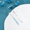 wholesale 925 Sterling Silver Turquoise Bar Cross Dangle Earrings-0-2