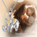 wholesale 925 Sterling Silver Mother and Baby Elephant Pendant Necklaces Gold Plated s for Mom Wife Her-0-5