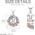 wholesale 925 Sterling Silver Round Crystal Rose Flower Sister's Forever Pendant Necklace-0-5