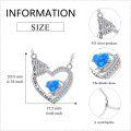 wholesale 925 Sterling Silver with Blue Opal Heart Pendant Angel Wings Necklace for Women-0-4