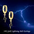 wholesale 14K Gold Lightning Bolt Dangle Hoop Earrings for Women-0-4