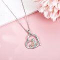 wholesale 925 Sterling Silver Heart Pendant with Mother and Baby Otters Love You Forever Necklace Gifts for Her-0-3