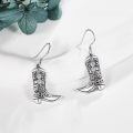 wholesale 925 Sterling Silver Oxidized Cowboy Boot Heart Zircon Drop Earrings-0-3