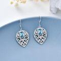 wholesale 925 Sterling Silver Blue CZ Filigree Heart Drop Earrings for Women and Teen Girls-0-1