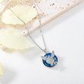 wholesale 925 Sterling Silver Blue Crystal Phoenix Pendant Necklace for Women Girls Gifts-0-2